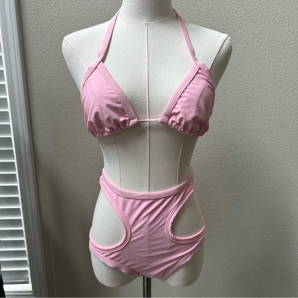 NWT Triangle Bikini Top and Bottom Set in Bubblegum Pink - Picture 2 of 7